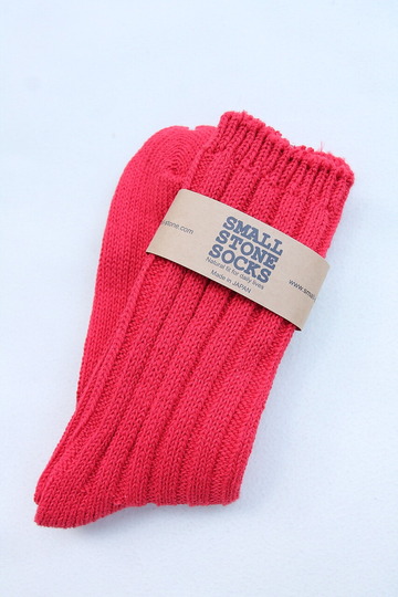 SMALL STONE Socks Cotton Big Rib Socks RED (3)