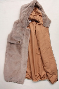 LE BON ”Faux Hood Long Vest BEIGE” (4)