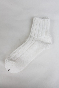 SMALL STONE Socks Cotton Big Rib Socks Ankle WHITE (2)