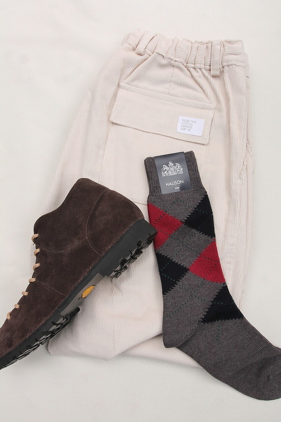 HALISON ”Dralon Argyle Socks 5 Diamond GRAY”