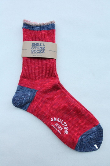 SMALL STONE Socks Cotton Slab Mix Crew RED (3)