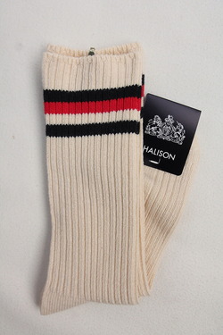 HALISON Organic Cotton IVY Crew Socks NAVY X RED (3)