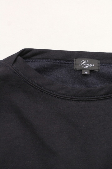 Harriss Cotton Bind Boat Neck SW Shirt NAVY (2)