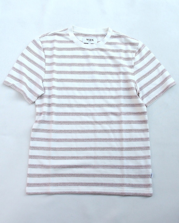 Wax London ”Dean SS T Stitch Stripe ECRU RUST” 260723