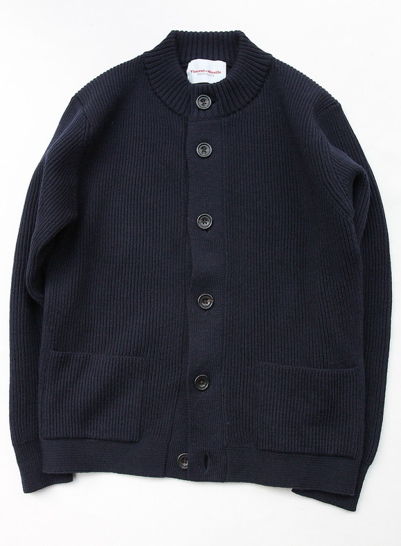 Vincent et Mireille Crew Neck Cardigan 8GG Aze NAVY