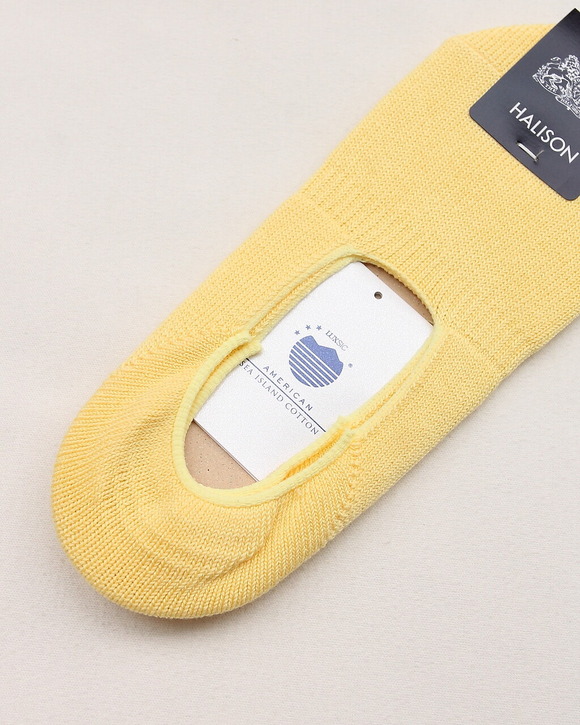 HALISON ”AMERICAN Sea Island Cotton Boat Socks YELLOW” (2)