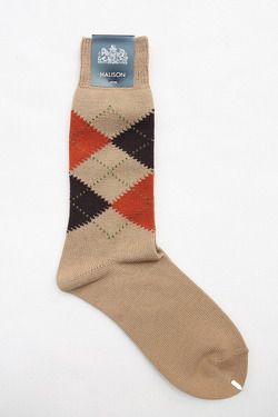 HALISON Dralon Cotton Argyle Socks BEIGE (3)