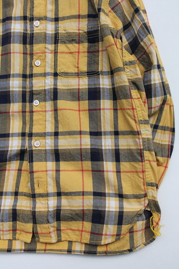 R & Vintage LS Band Collar Shirt Twill Check YELLOW (3)