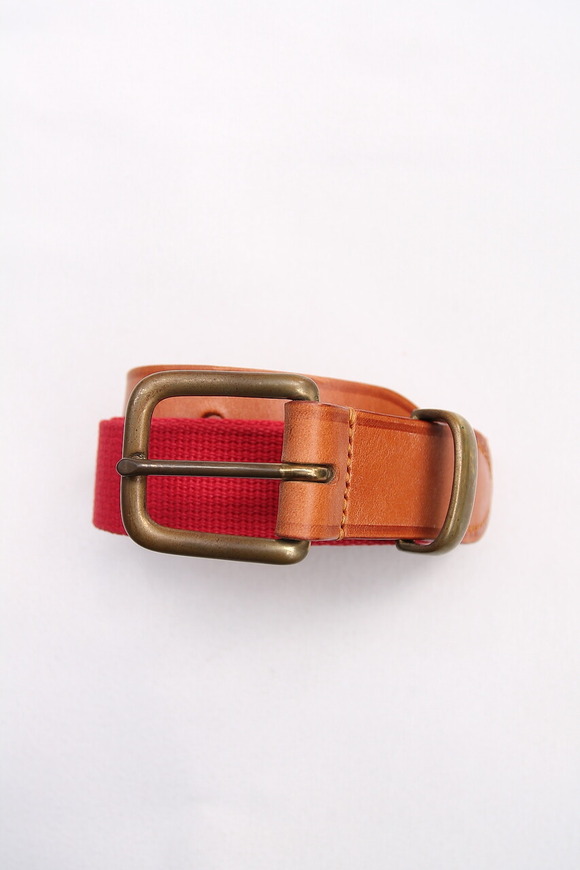 HARDY & PARSONS Ribon Belt Canvas & Leather RED (3)