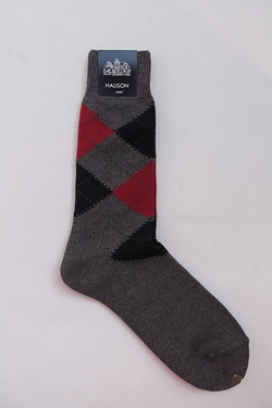 HALISON ”Dralon Argyle Socks 5 Diamond GRAY” (2)