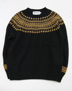 Harley Fairisle York 2Col Crew Neck BLACK NUGGET