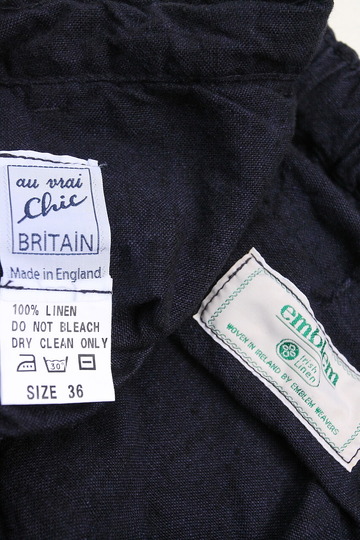 Au Brai Chic BRITAIN ”Work Shorts emblem Irish Linen NAVY” (2)