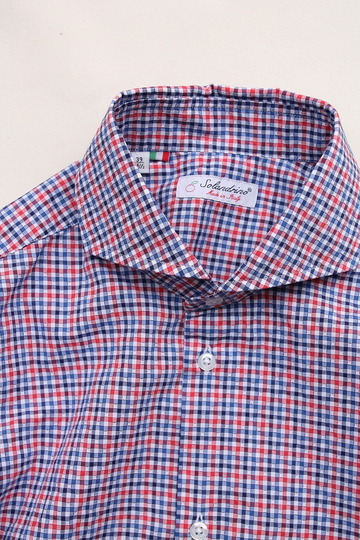 Solandrino Small French Collar RED X ORANGE Check (2)