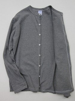 Quotidien Cotton Pique Crew Neck Cardigan Heather Grey (3)