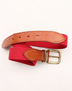 HARDY & PARSONS ”Ribon Belt Canvas & Leather RED”