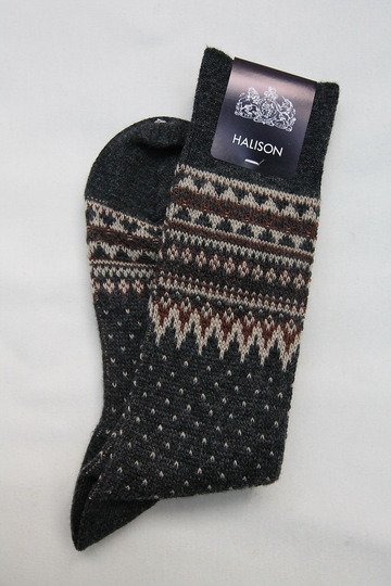 HALISON Lambs Wool Fair Isle CHARCOAL