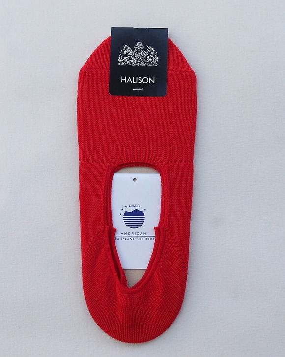 HALISON ”AMERICAN Sea Island Cotton Boat Socks RED”