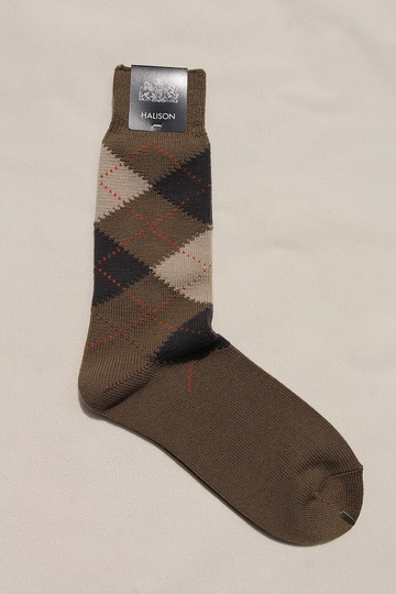 HALISON ”Dralon Argyle Socks 5 Diamond OLIVE” (3)