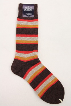 HALISON Doralon Multi Border Socks BROWN (3)