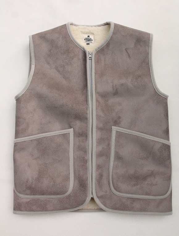 COLDBREAKER ”Velour no Collar Vest GRAY” (2)