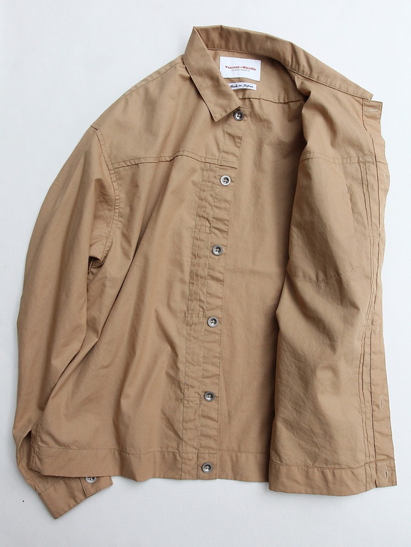 Vincent et Mireille G Shirt Yarn Dyed Broad BEIGE3