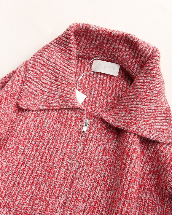 Soglia ”RIPRAY Melange Knit Jacket RED Mix”251024 (2)
