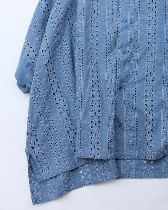 Vincent et Mireillie ”Sleeveless Blouse BLUE CHAMBREY (2)
