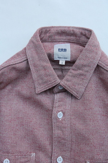 FOB Herringbone Flannel Work Shirt RED (2)