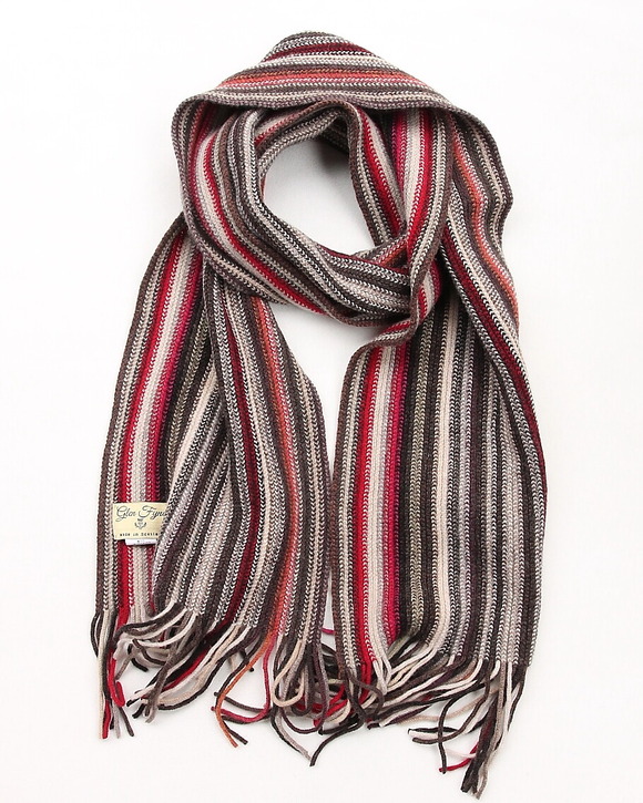 Glen Fyne ”Lambswool 2 PLY Stripe ScarfBROWN”251020