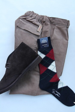 HALISON ”Supima Argyle Socks 6 Diamond NAVY”