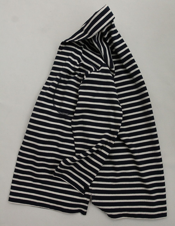 Harriss ”Cotton Jersey Shawl 34 Sleeve NAVY WHITE” (4)