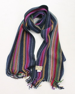 Glen Fyne ”Lambswool 2 PLY Stripe Scarf BLUE GREEN”251020