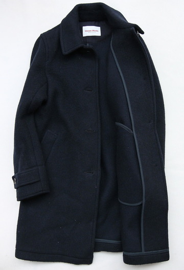 Vincent et Mireille Souten Collar Coat Melton Mossa W NAVY (4)