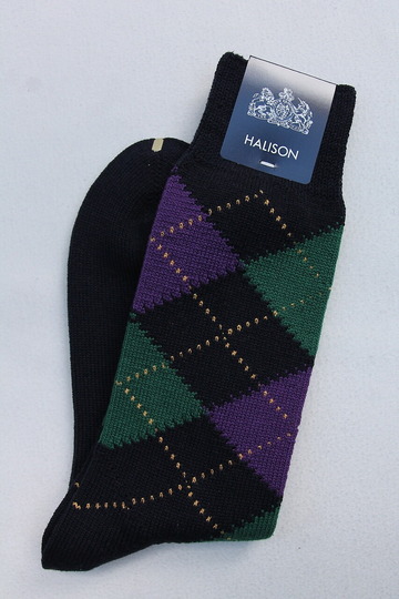 HALISON ”Dralon Argyle Socks 5 Diamond NAVY” (3)