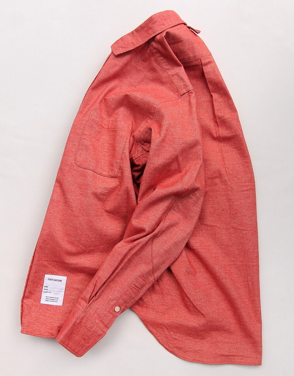 Your Uniform ”20s Chambray Shirt Elbow Patch ORANGE”2311295