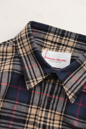 Vincent et Mireille ”Mole Skin Shirt BEIGE Check” (3)