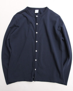 Quotidien Cotton Pique Crew Neck Cardigan NAVY