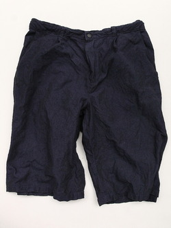 Au Brai Chic BRITAIN ”Work Shorts emblem Irish Linen NAVY”