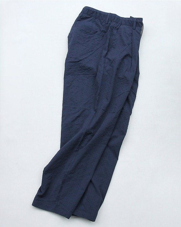 GYMMASTER ” UL Seersucker Tuck Pants NAVY” 260513 (7)