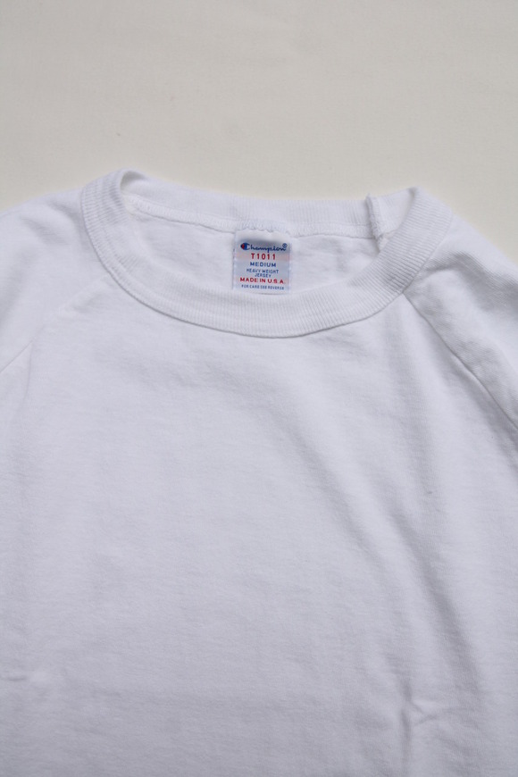 Champion T1011 Raglan Long Sleave Tee WHITE3