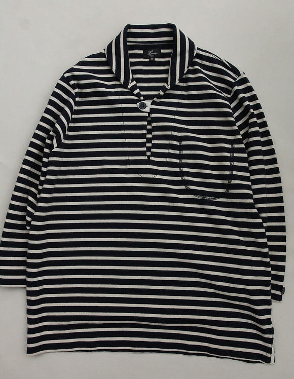 Harriss ”Cotton Jersey Shawl 34 Sleeve NAVY WHITE”