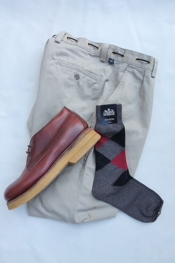 HALISON ”Dralon Argyle Socks 5 Diamond GRAY” (3)