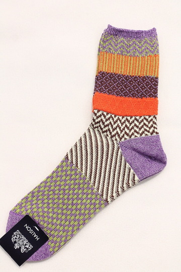 HALISON ”Multi Jacquard Short Socks PURPLE Mix” (2)