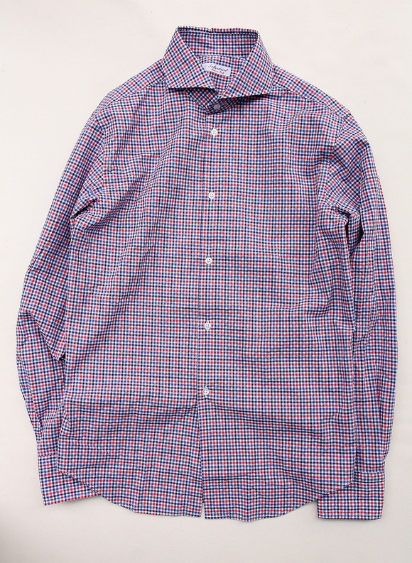 Solandrino Small French Collar RED X ORANGE Check