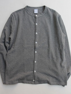 Quotidien Cotton Pique Crew Neck Cardigan GREY