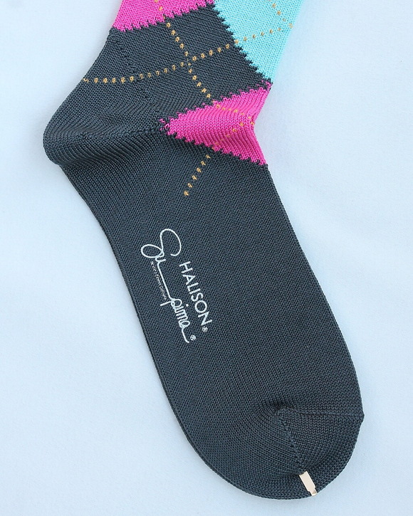 HALISON ”Supima Cotton Srgyle Socks 5D CHARCOAL” (2)