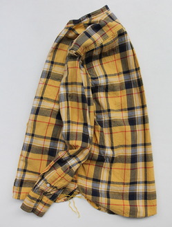 R & Vintage LS Band Collar Shirt Twill Check YELLOW (5)