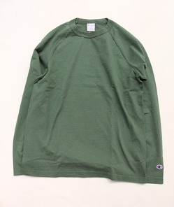 CHAMPION ”T1011 Raglan Long Sleeve Tee MOSS GREEN”