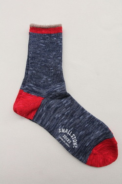 SMALL STONE Socks Cotton Slab Mix Crew NAVY (3)