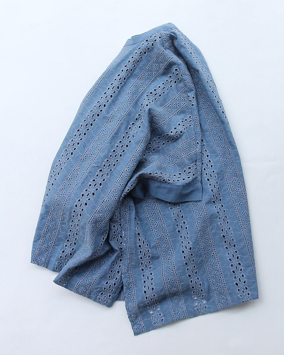 Vincent et Mireillie ”Sleeveless Blouse BLUE CHAMBREY (3)